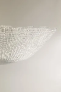 GLASS SALAD BOWL WITH RAISED DETAIL