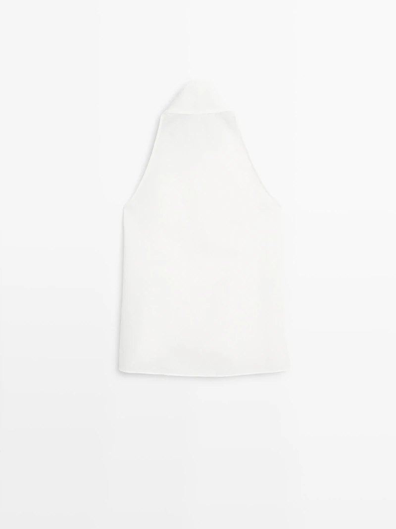 Top with asymmetric wrap neckline