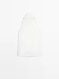 Top with asymmetric wrap neckline