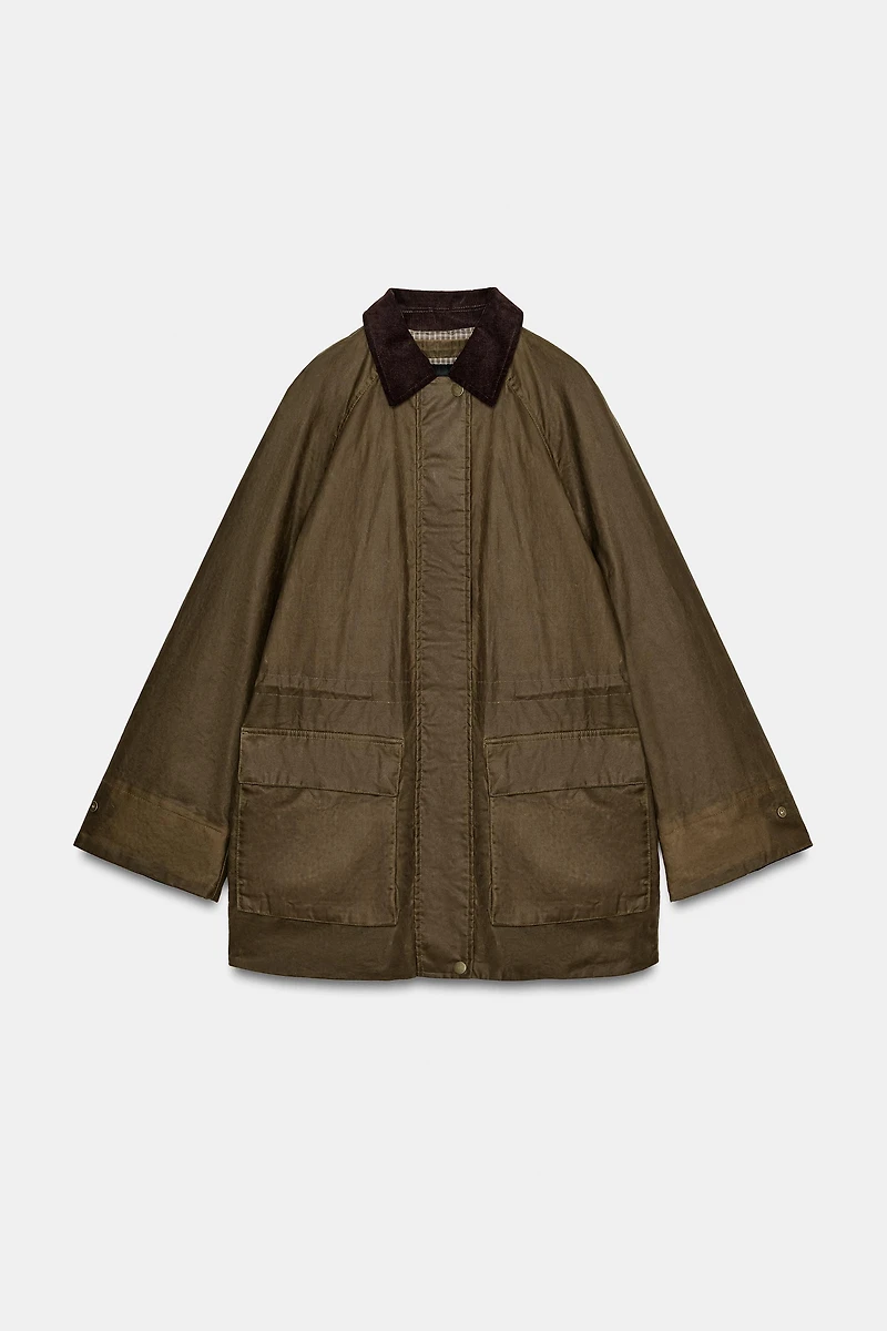 WAXED JACKET WITH CORDUROY COLLAR ZW COLLECTION