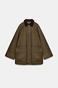 WAXED JACKET WITH CORDUROY COLLAR ZW COLLECTION