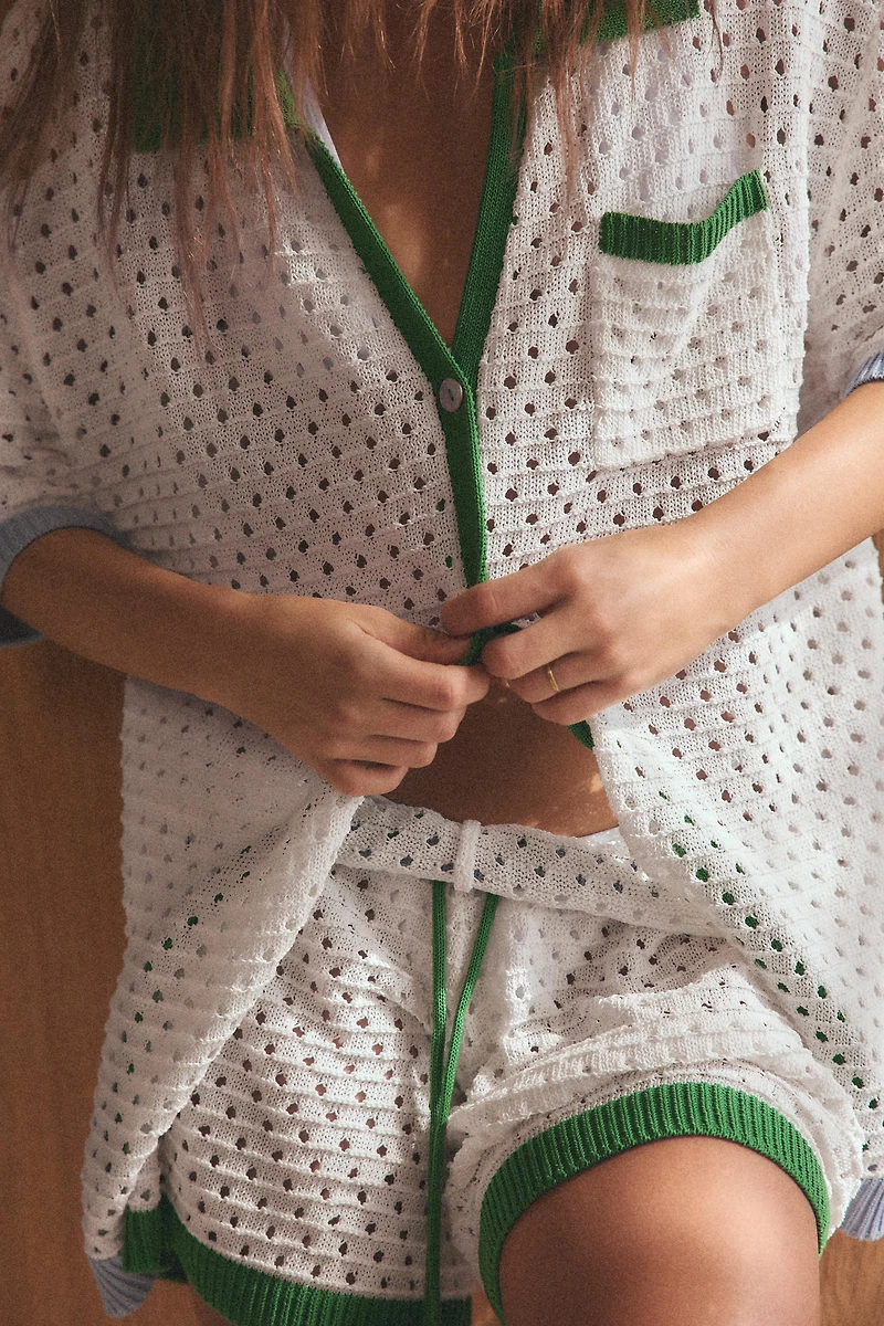 OPEN-KNIT POLO SHIRT