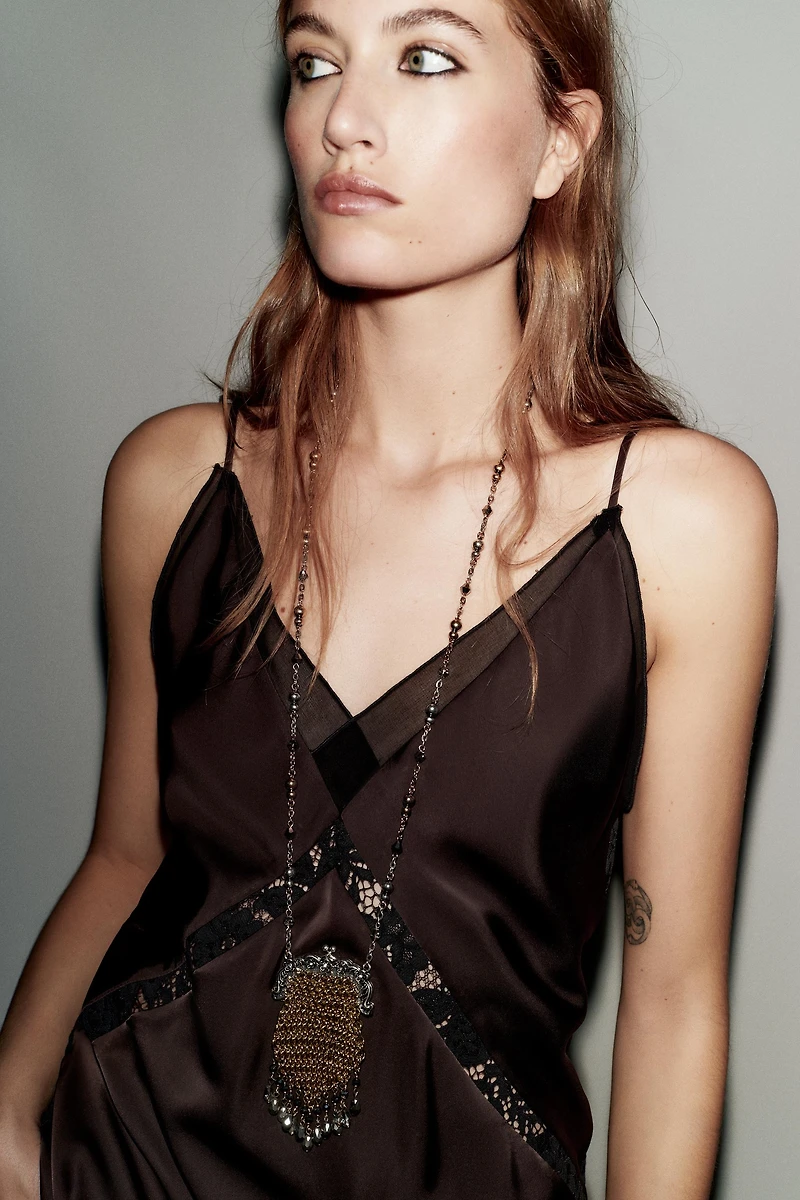 COMBINED JEWELED BAG NECKLACE