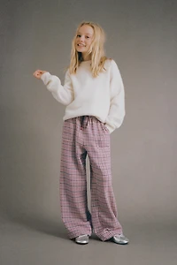 TEXTURED HOUNDSTOOTH WIDE LEG PANTS