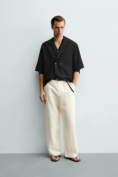 VISCOSE-LINEN KIMONO SHIRT