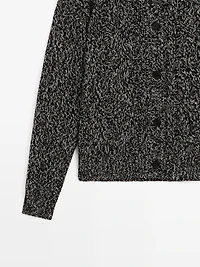 Cable-knit wool blend cardigan