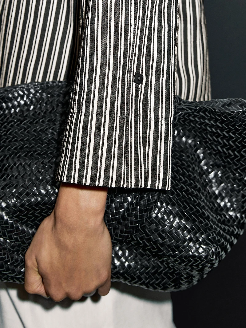 Striped cotton blend kimono
