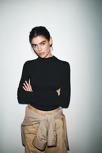 COTTON MODAL RUCHED T-SHIRT