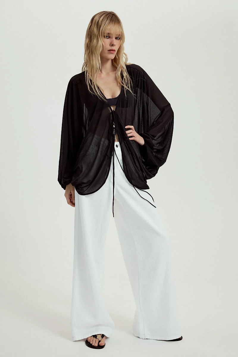 PUFF SLEEVE CREPE TOP