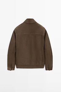 Veste courte en cuir effet daim