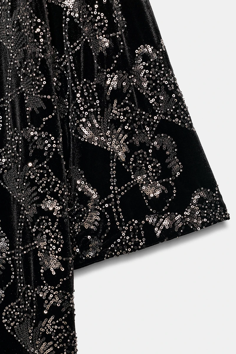 MANTEAU EN VELOURS PAILLETTES FANTAISIE