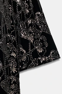 MANTEAU EN VELOURS PAILLETTES FANTAISIE