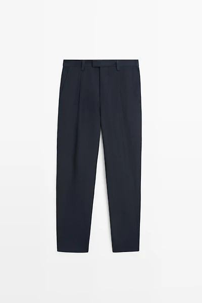 Darted 100% linen trousers