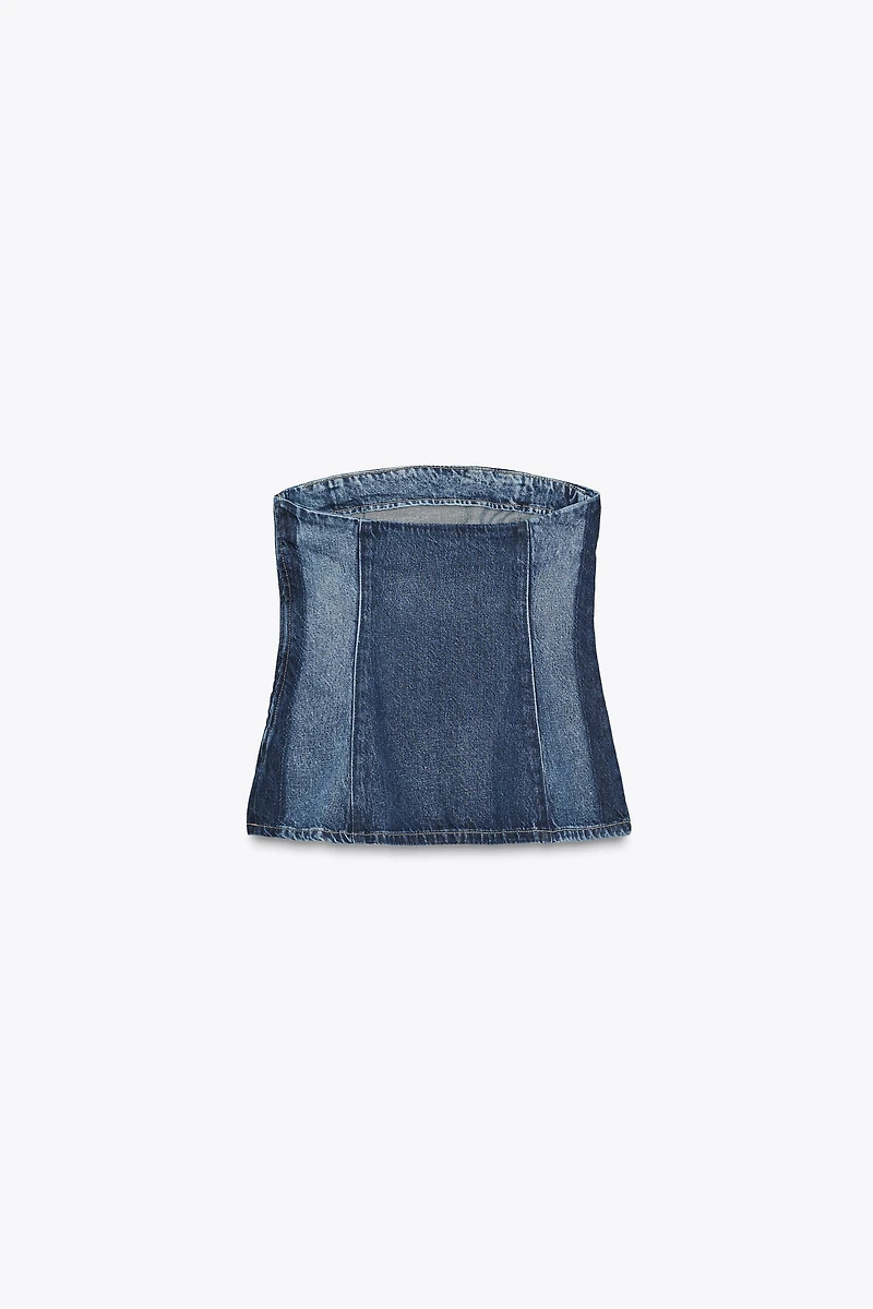 TRF DENIM BANDEAU TOP