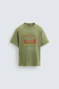 WASHED PRINT KNIT T-SHIRT