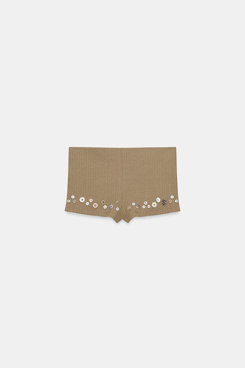 RIB KNIT BUTTON SHORTS