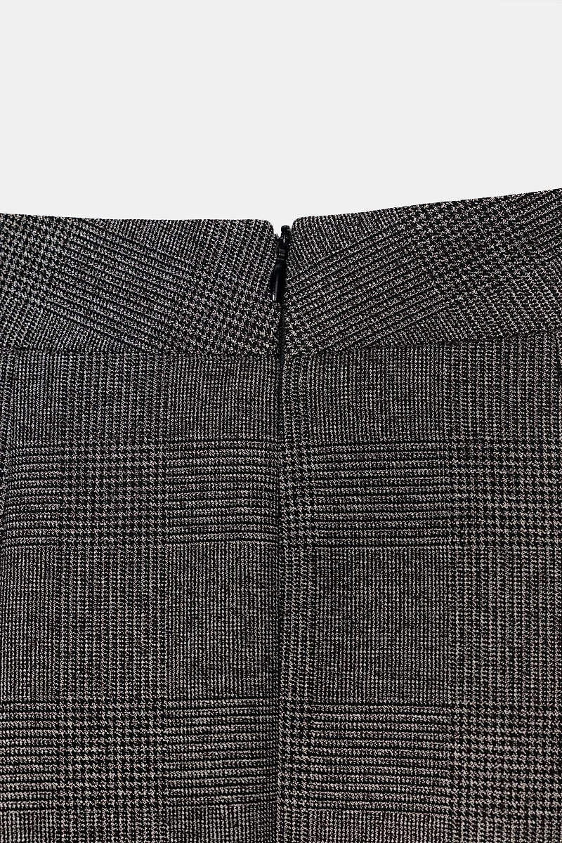 JUPE CAPE MI-LONGUE PIED-DE-POULE