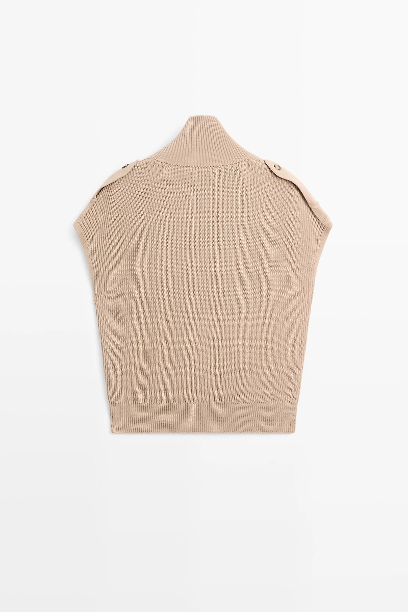 100% cotton button-detail knit vest