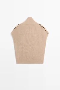 100% cotton button-detail knit vest