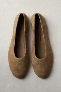 SPLIT LEATHER BALLET FLATS