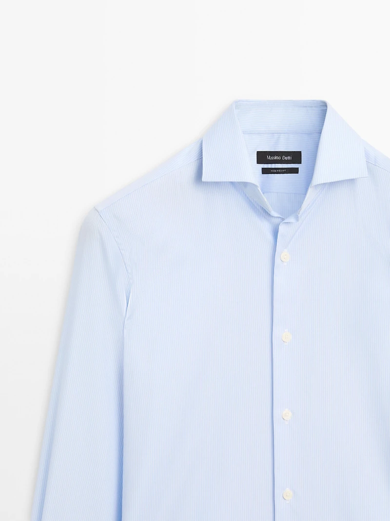 Chemise slim à rayures 100 % coton