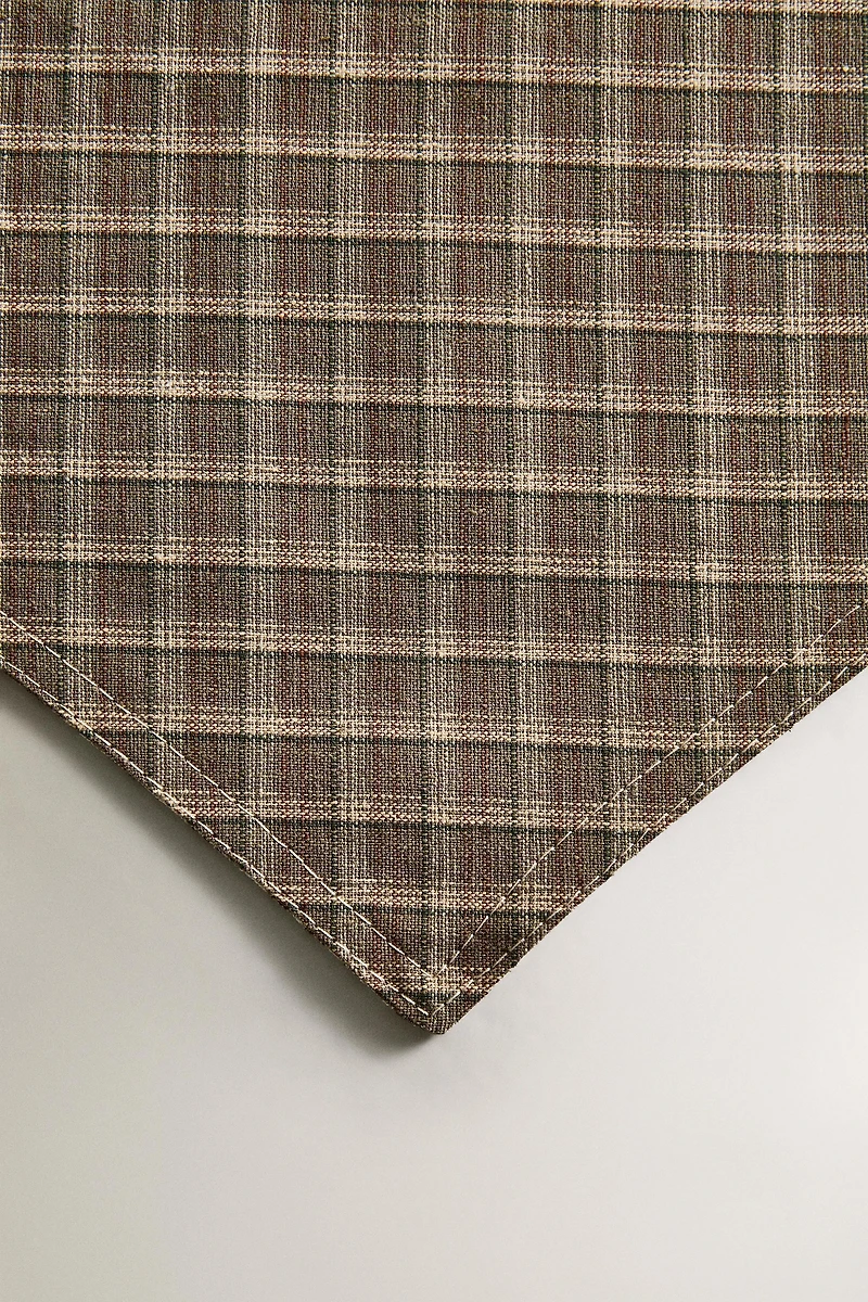 CHECK COTTON LINEN PET BANDANA