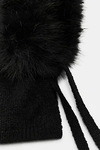 FAUX FUR KNIT HOOD