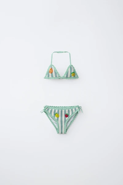 6-14 ANS / BIKINI EN CROCHET À FRUITS ET RAYURES