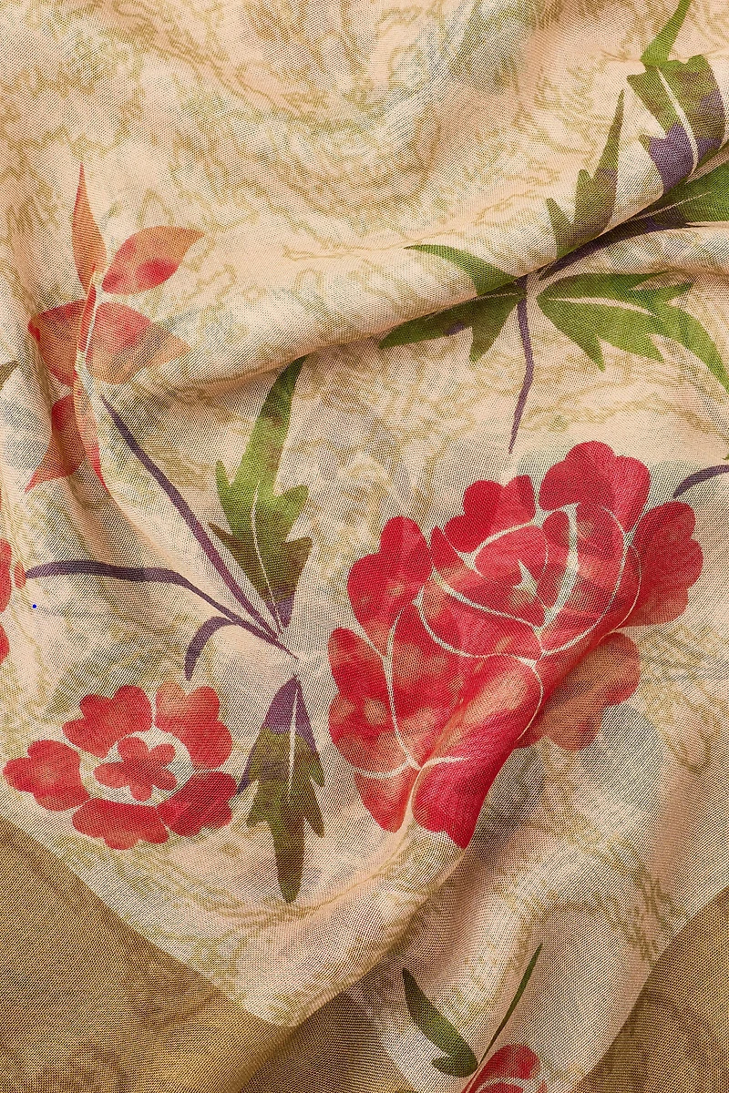 FLORAL PRINT MODAL SILK SCARF
