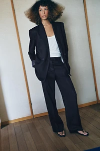 BLAZER CROISÉ EN LIN À MANCHES RETROUSSÉES