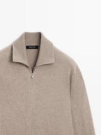 Zip-up high neck cardigan