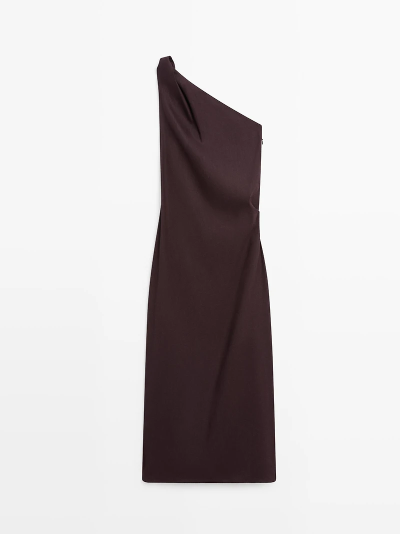 Asymmetric linen blend dress