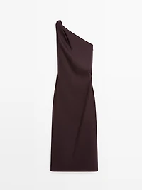 Asymmetric linen blend dress