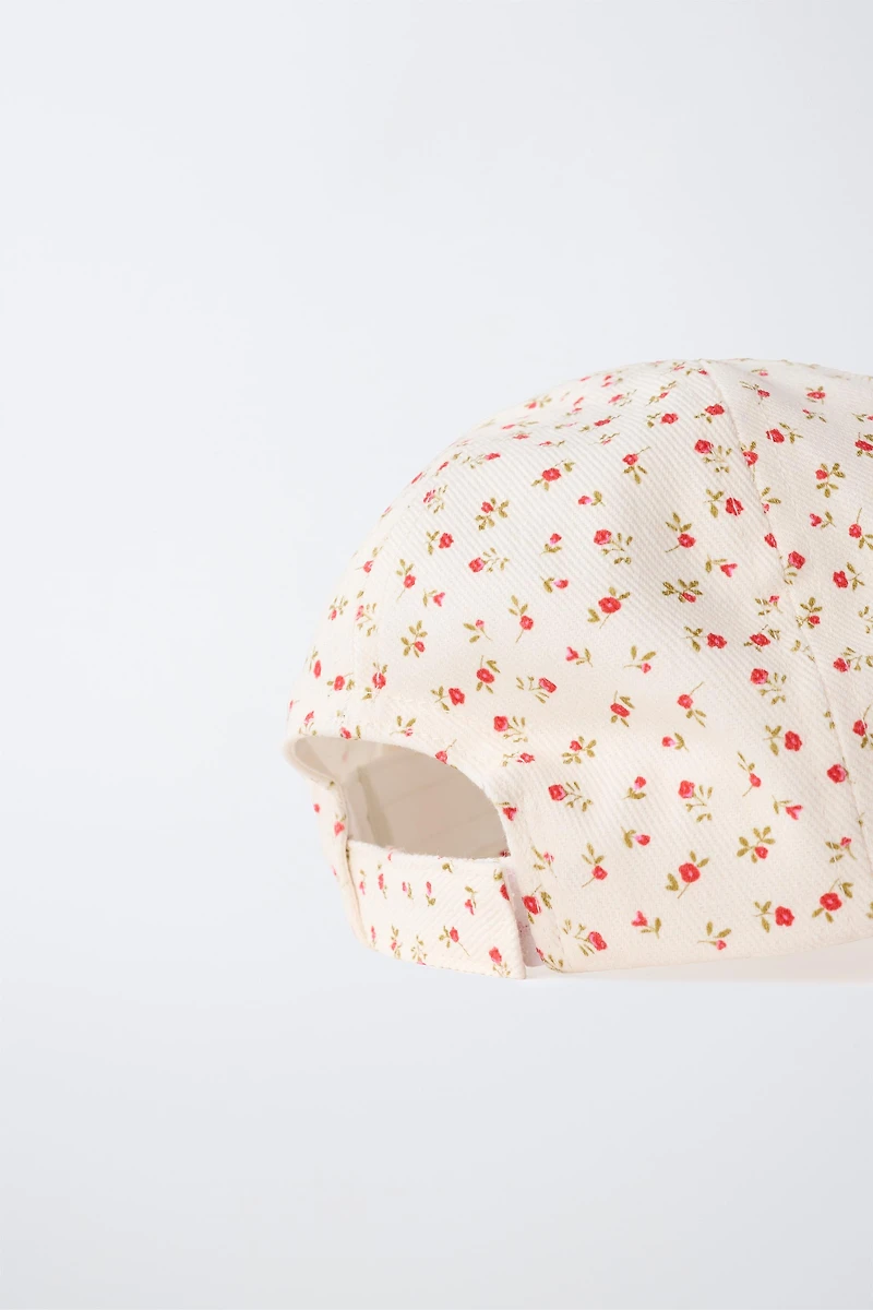 EMBROIDERED TEXT FLORAL CAP