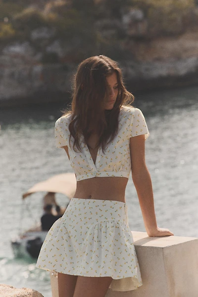 FLORAL POPLIN MINI SKIRT