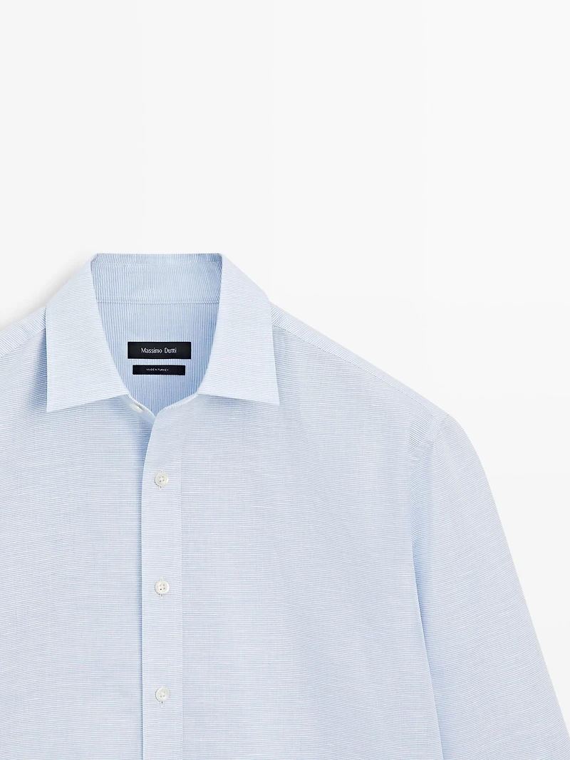 Regular fit linen blend shirt