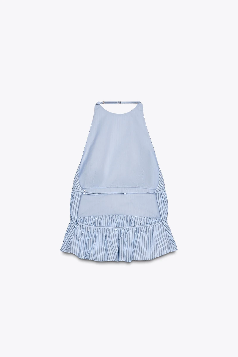 STRIPED POPLIN HALTER TOP