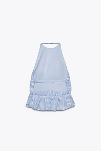 STRIPED POPLIN HALTER TOP