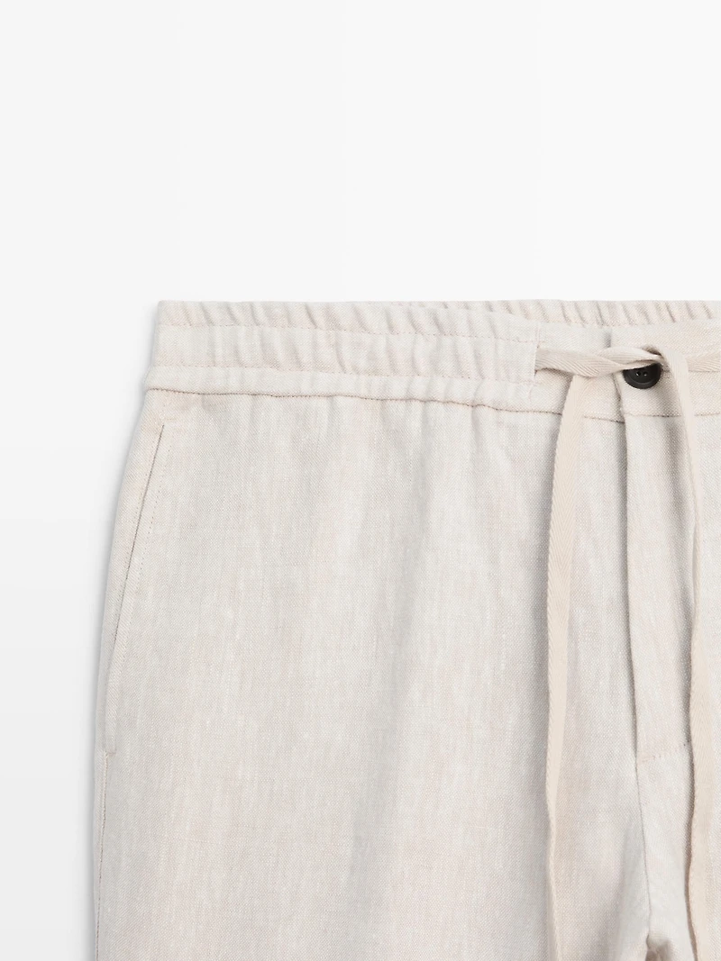 Linen jogger fit trousers