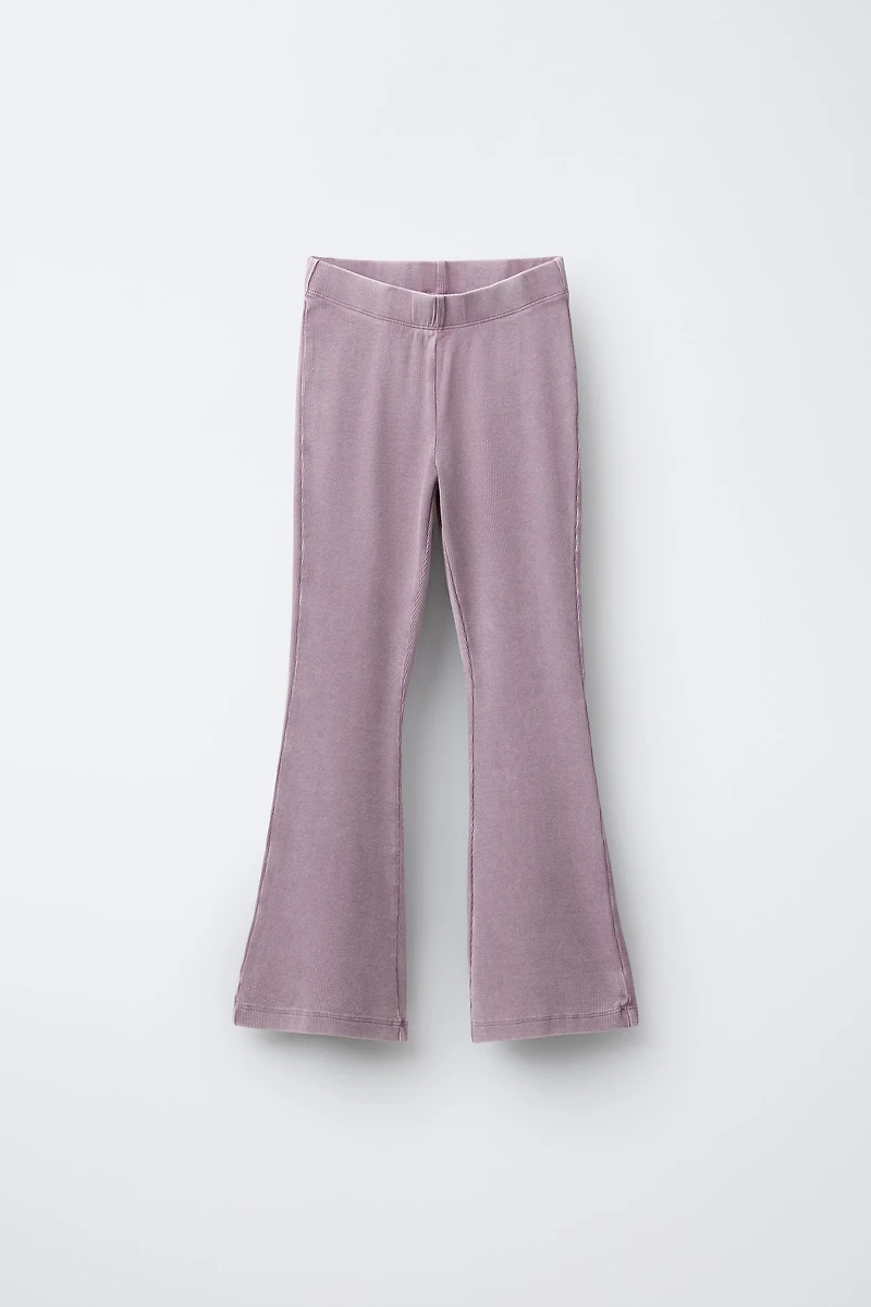 HEAVY WEIGHT T-SHIRT AND WASHED EFFECT RIB FLARE LEGGINGS SET