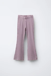 HEAVY WEIGHT T-SHIRT AND WASHED EFFECT RIB FLARE LEGGINGS SET