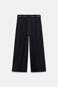 POPLIN PANTS WITH SCARF BELT