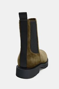 SUEDE LOW HEEL ANKLE BOOTS