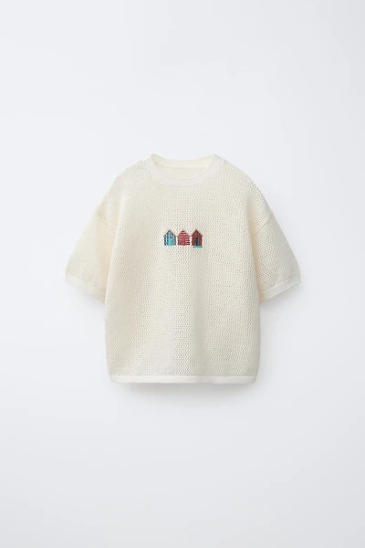EMBROIDERED HOUSES KNIT T-SHIRT