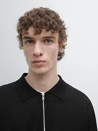 Merino wool knit polo sweater