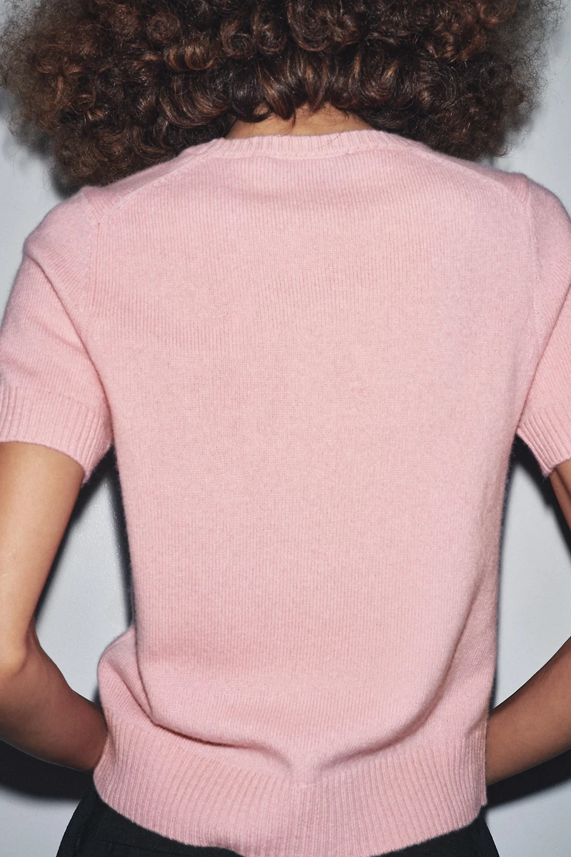 100% WOOL SHORT SLEEVE SWEATER