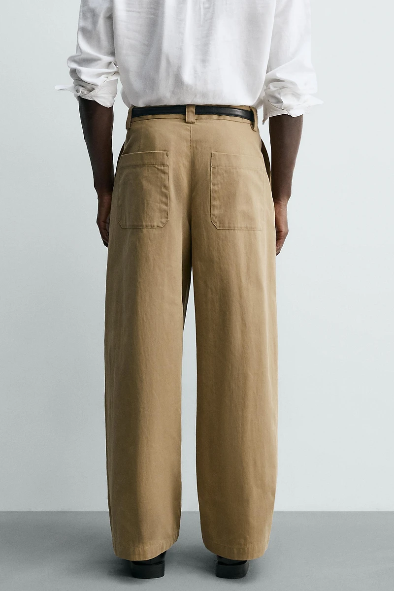 PLEATED BARREL FIT PANTS