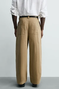 PLEATED BARREL FIT PANTS