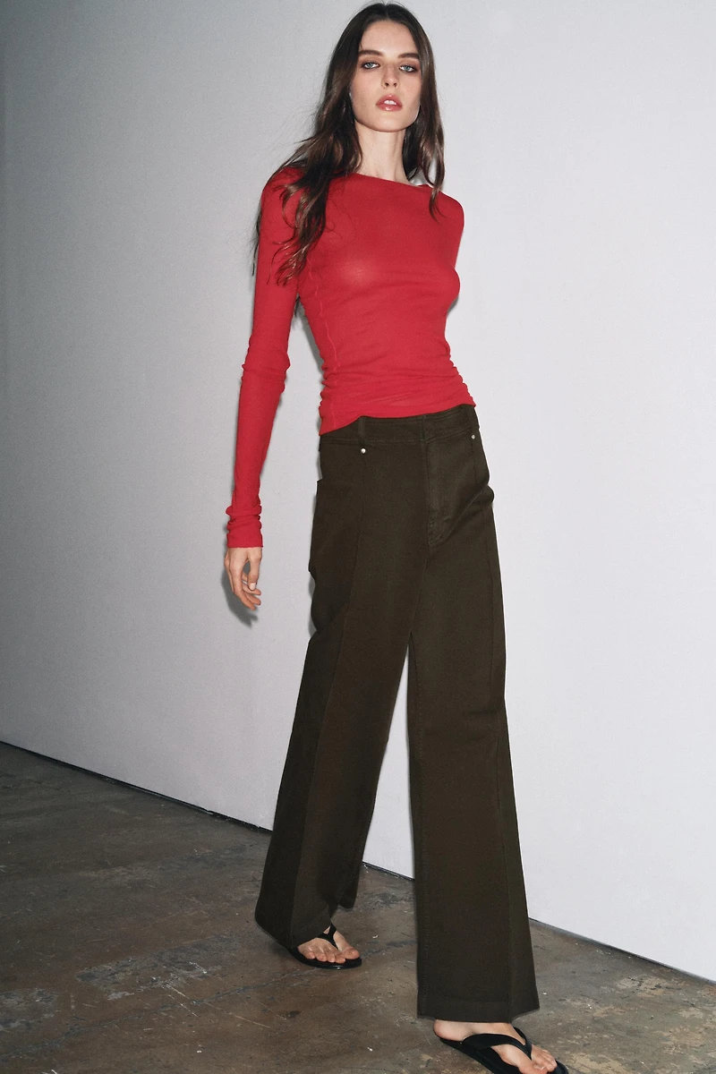 ZW COLLECTION TAILORED WIDE LEG HI-RISE JEANS