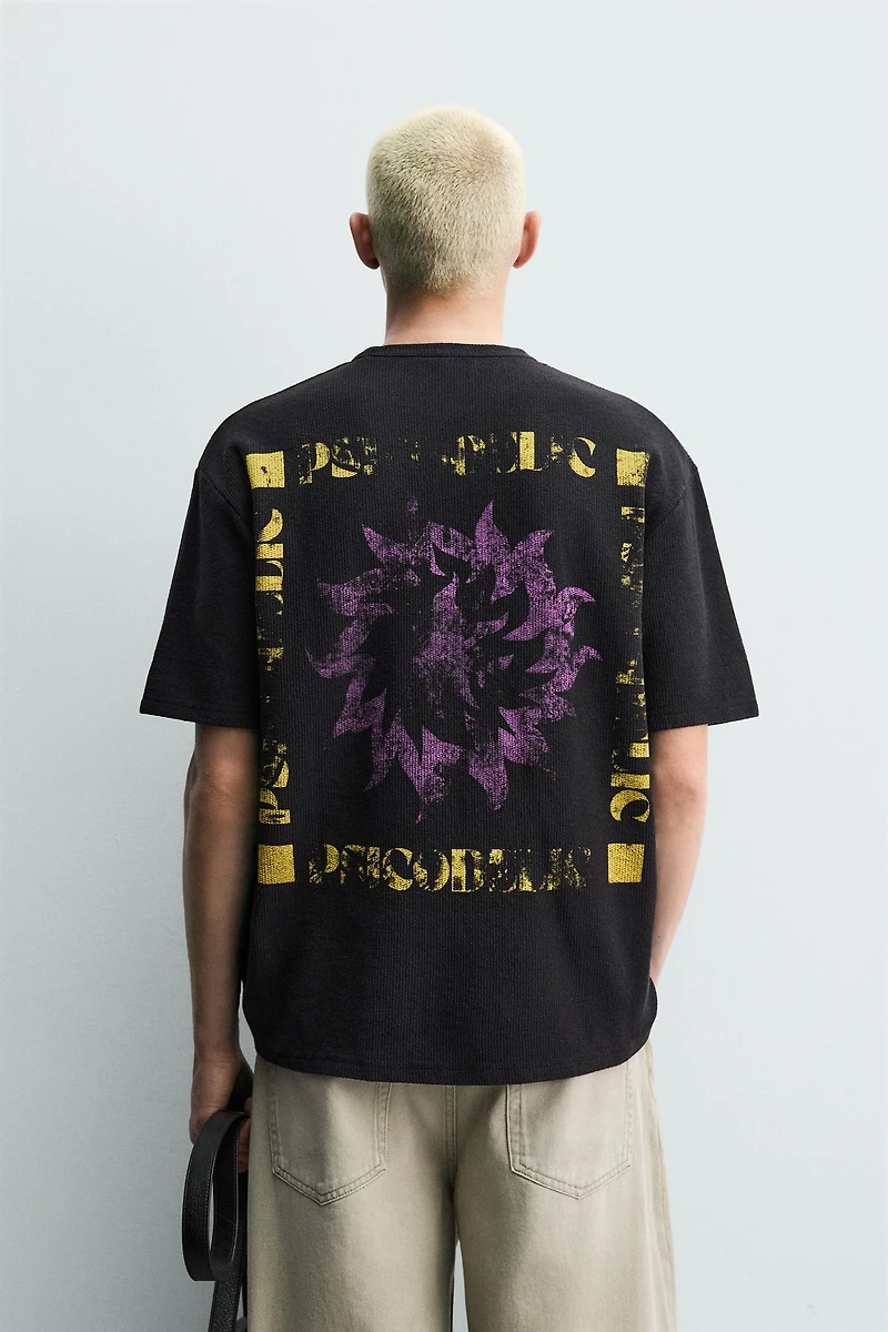 WASHED KNIT PRINTED T-SHIRT